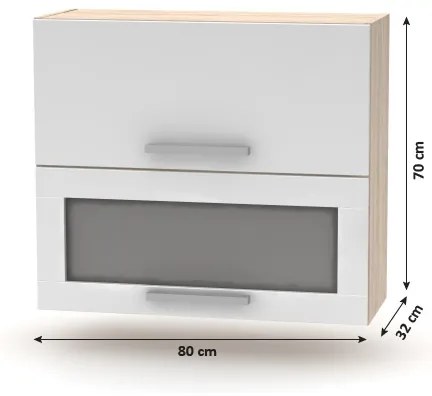 Dulap superior pentru bucătărie, rabatabil cu sticlă NOPL-016-OH Noliana (alb + stejar sonoma). 1015423