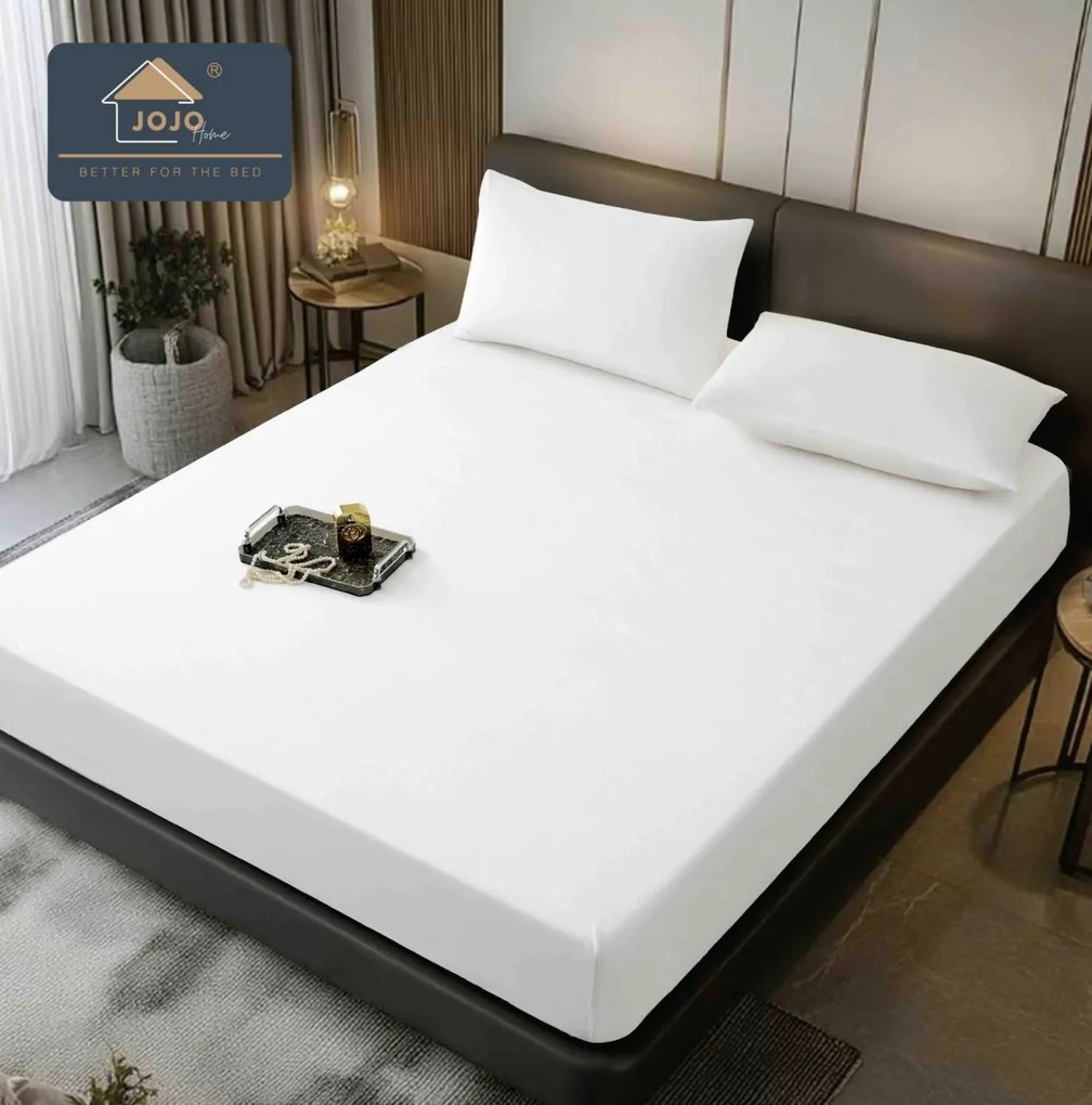 Huse de pat, 3 Piese, Catifea cu elastic 180x200, Alb