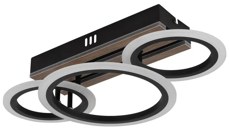 Plafoniera LED CCT BLEVINS riflaj MDF cu efect de lemn