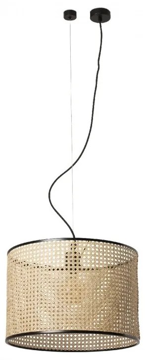 Lustra pendul moderna design natural MAMBO 45cm negru/ratan 64314-49