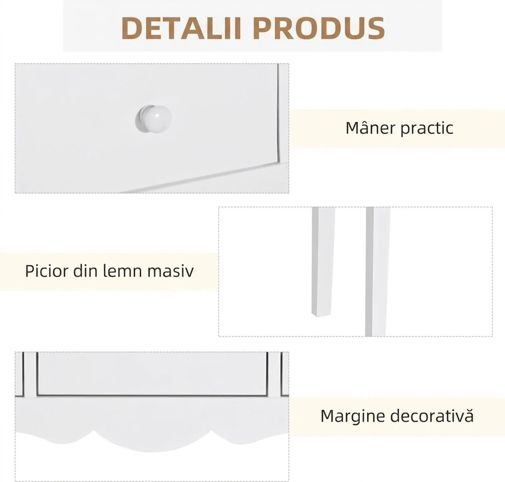HOMCOM Masă Consolă Modernă cu 3 Sertare, Consolă de Intrare din MDF, pentru Hol, Sufragerie, 100x32x85 cm, Alb | Aosom Romania