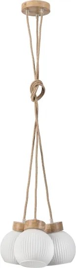 Lustră pe cablu LOOMIS, 3xE27/15W/230V, 130 cm, bej/stejar