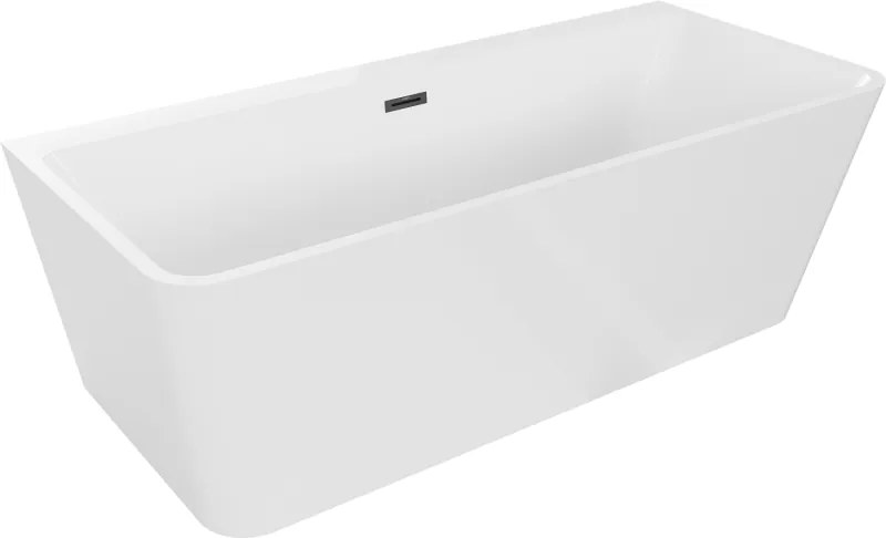 Mexen Volta cadă de sine stătătoare lipită de perete 150 x 75 cm, albă, preaplin negru - 51131507500-70