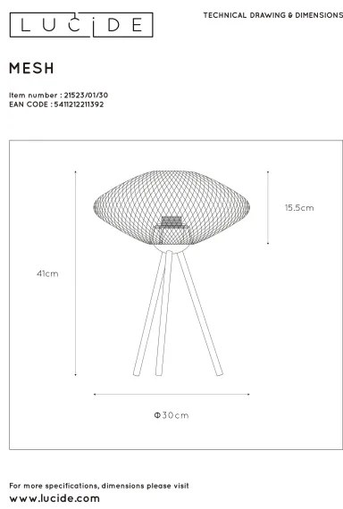 Lampă de masă MESH 1xE27/40W/230V neagră Lucide 21523/01/30