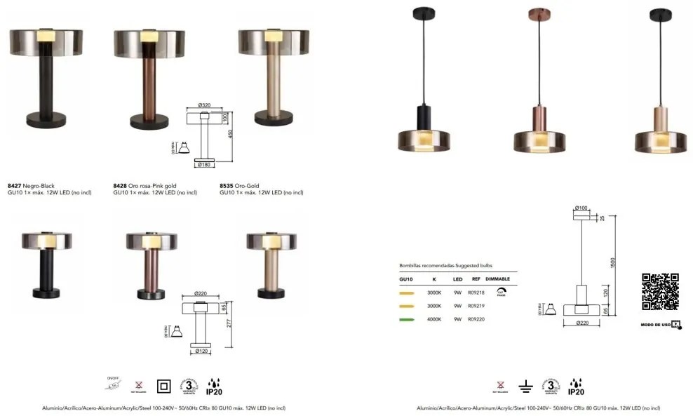 Veioza, Lampa de masa design modern Gin Small negru