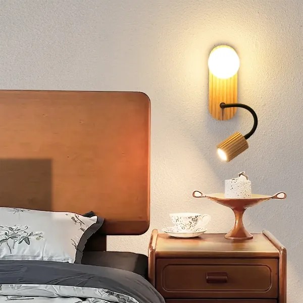 Brilagi - Aplică de perete Modern Wood 1xG9/5W/230V + 1xGU10/8W, lemn de cauciuc