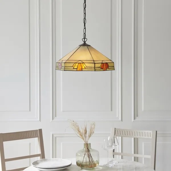 Endon 111989 - Lustră cu lanț Tiffany NEVADA 3xE27/10W/230V Ø 40 cm