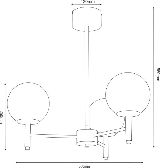 Lustră pe tijă AWINION 3xE27/15W/230V