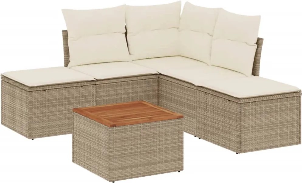 vidaXL Set canapele de grădină cu perne, 6 piese, bej, poliratan