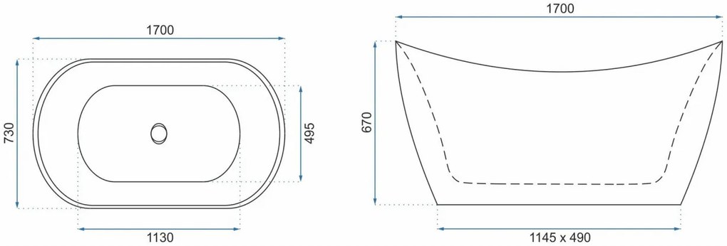 Cada freestanding Rea Kerrano 170x75 cm alb lucios