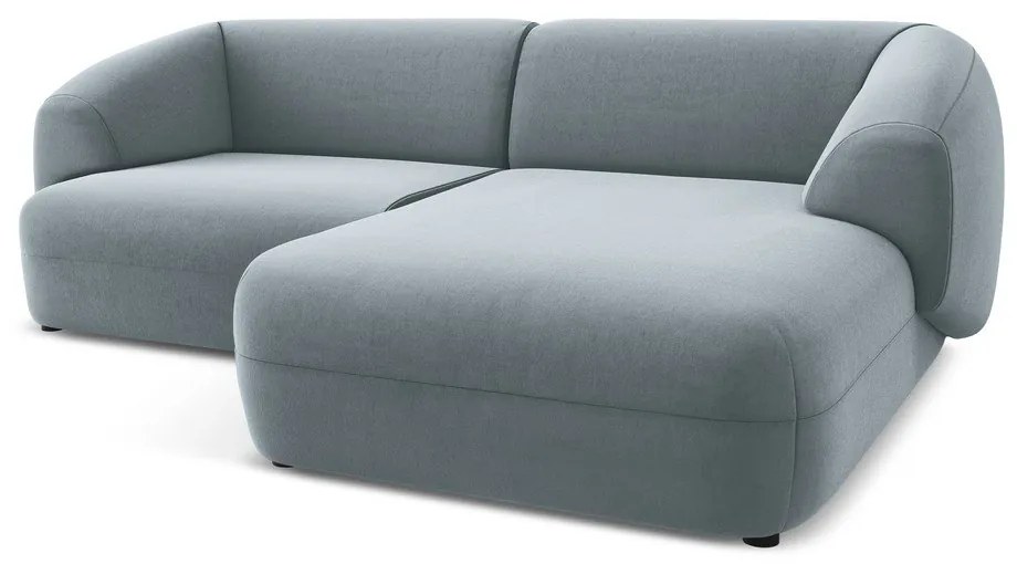 Colțar albastru deschis cu tapițerie din catifea (cu colț pe partea dreaptă) Moana – Makamii