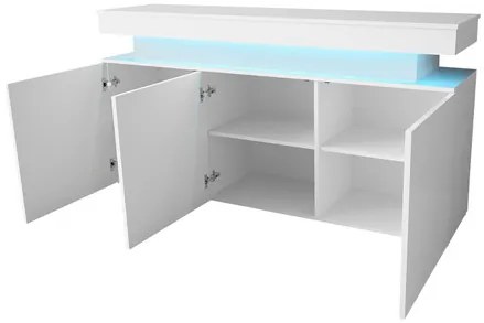 Set mobilier living Lesteralo I (alb + alb lucios) (cu iluminat LED). 1105961