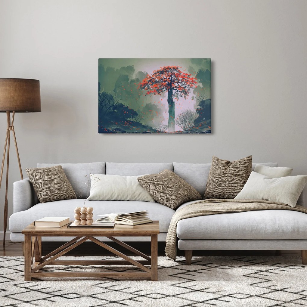 Tablou - Copacul roșu singuratic (90x60 cm)