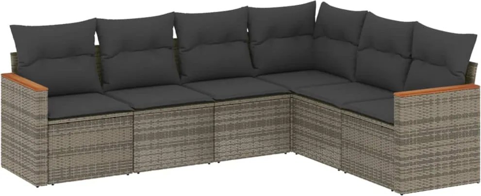 vidaXL Set mobilier grădină cu perne, 6 piese, gri, poliratan