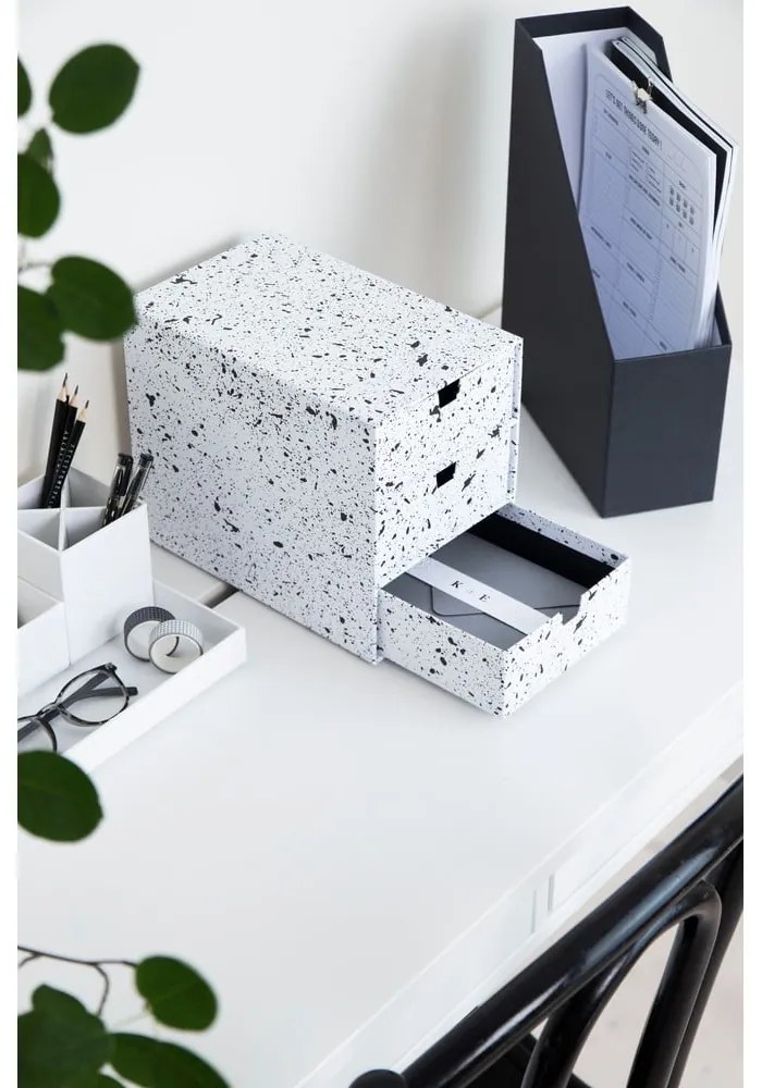 Cutie cu 3 sertare Bigso Box of Sweden Ingrid, alb-negru