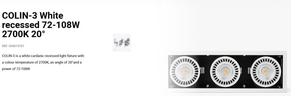 Spot LED incastrabil COLIN-3 White recessed 72-108W 2700K 20°