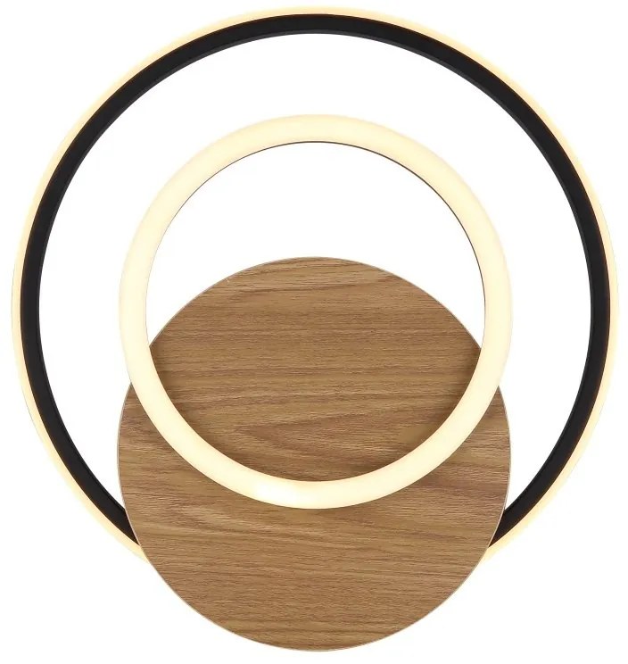 Plafoniera LED design circular JULIO negru/lemn