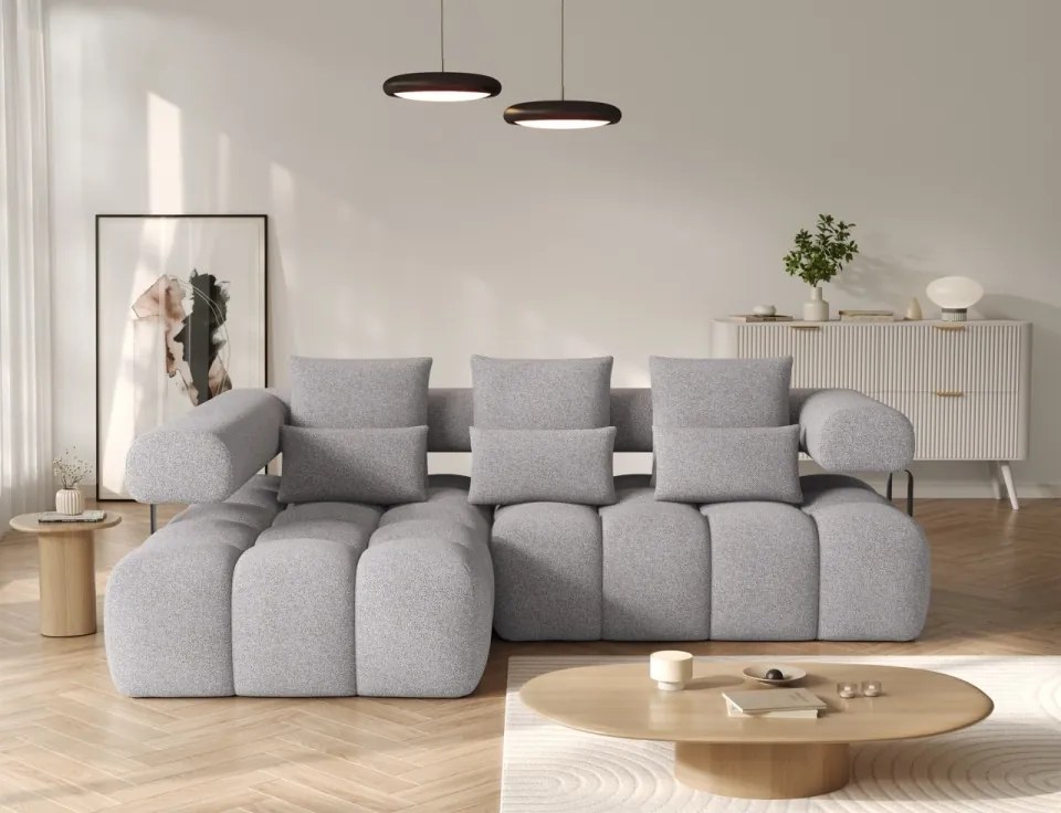 Colțar extensibil electric ELTAP Levvi Stânga 260x184 cm | Funcție pat 110x187 | Design modern premium (Culoare: Gri / Coralline 03)