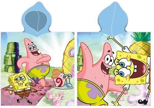 Poncho pentru copii Sponge Bob și Patrick , 55 x110 cm