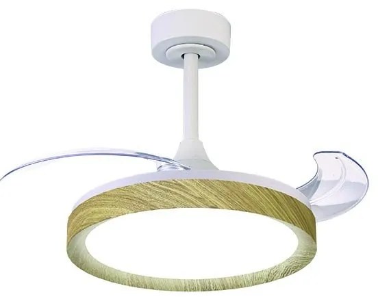 Lustra LED CCT cu ventilator si telecomanda MISTRAL Mini aspect lemn MA-8830