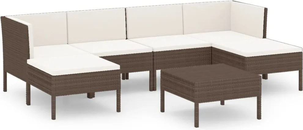 vidaXL Set mobilier de grădină cu perne, 7 piese, maro, poliratan