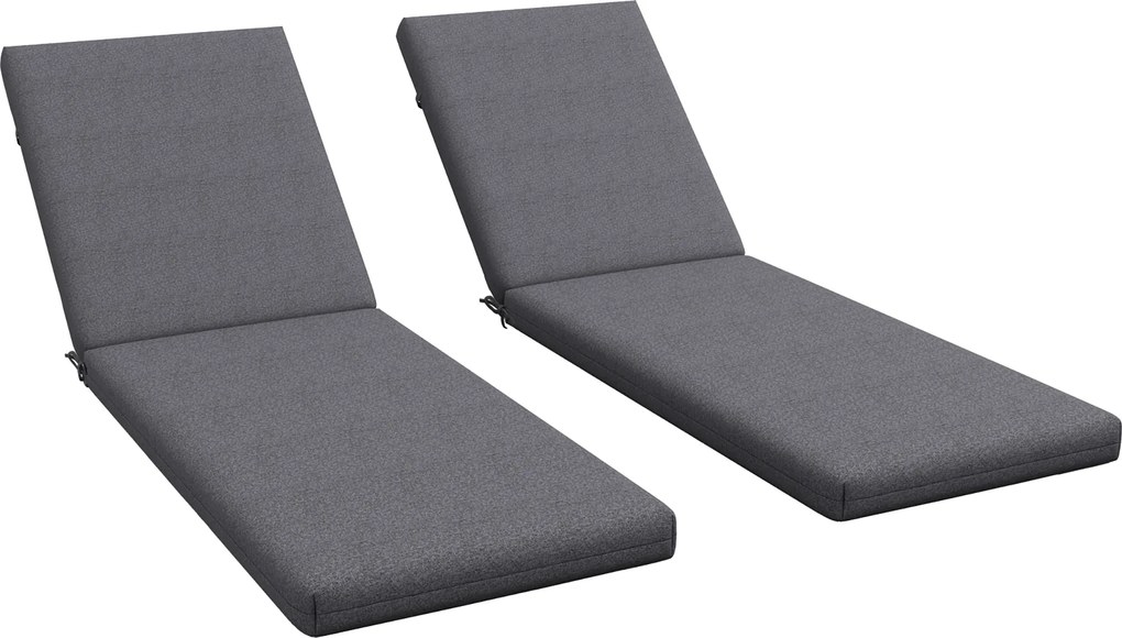 Outsunny Set de 2 Perne pentru Șezut și Spătar, Înlocuire Perne pentru Scaune de Patio, Perne cu Șnururi pentru Interior și Exterior, Gri | Aosom Romania