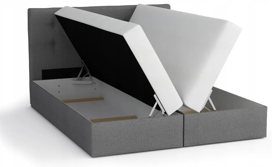 Pat matrimonial Boxspring 160 cm Fade 2 (gri) ( cu saltea și sp. depozitare). 1046498