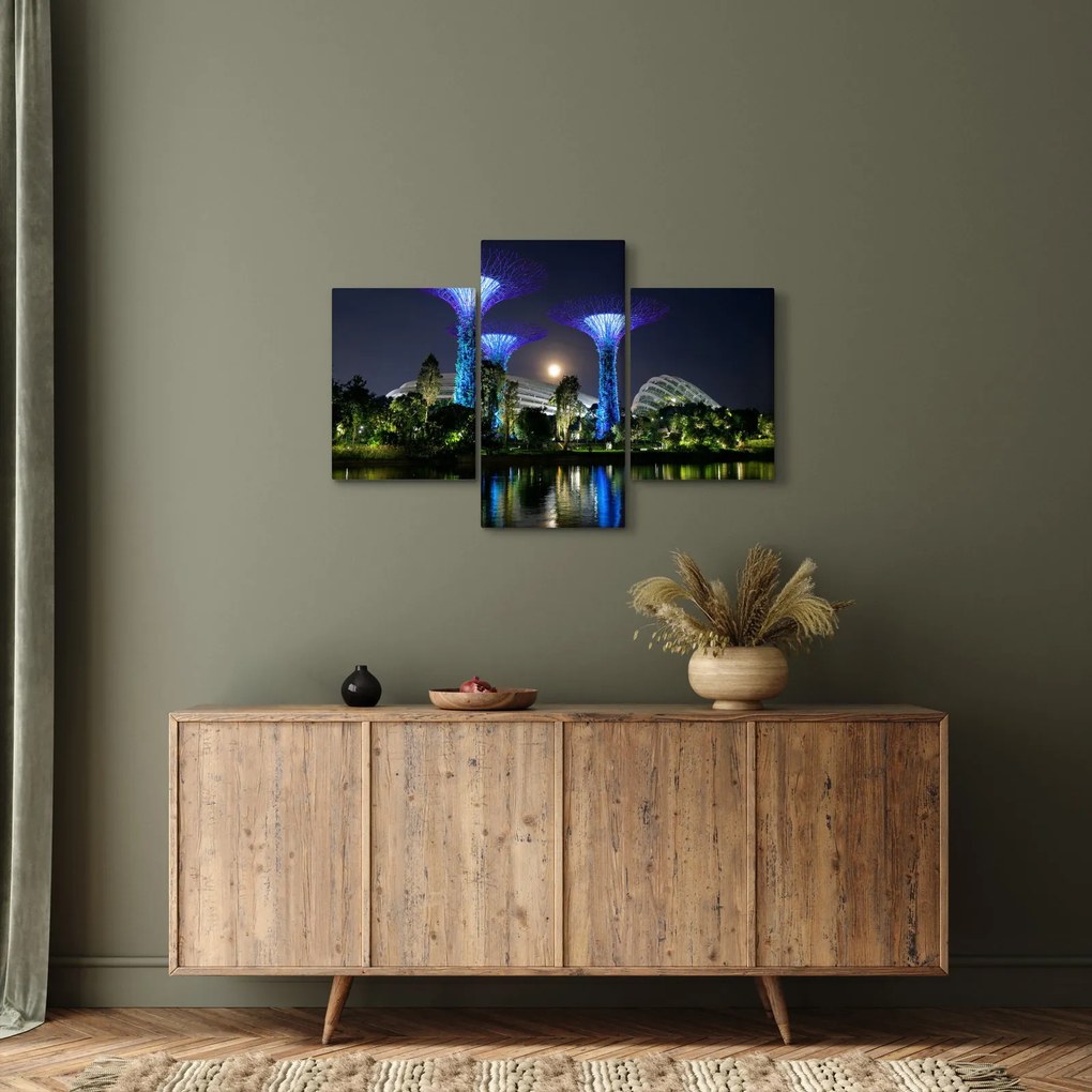 Tablou cu lună plină în grădinile din Singapur (90x60 cm)