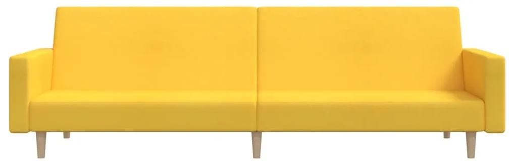 Canapea extensibila cu 2 locuri, galben, textil Galben, Fara suport de picioare