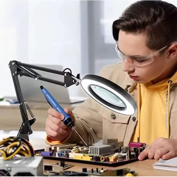 Lampă LED dimabilă de masă cu lupă LED/11W/5V negru