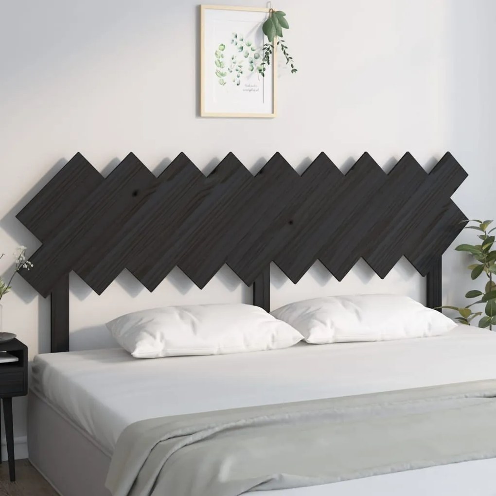 vidaXL Tăblie de pat, negru, 178x3x80,5 cm, lemn masiv de pin
