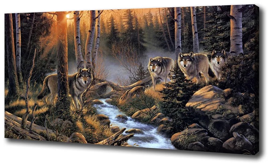 Tablou pe pânză canvas Haită de lupi