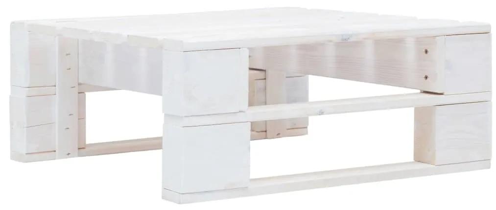 Set mobilier paleti cu perne, 4 piese, alb, lemn pin tratat Gri, 2x colt + suport pentru picioare + masa, Alb, 1