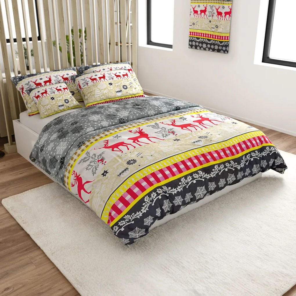 Lenjerie de pat din flanel CHRISTMAS TIME colorata Dimensiune lenjerie de pat: 2 buc 70 x 90 cm | 200 x 220 cm