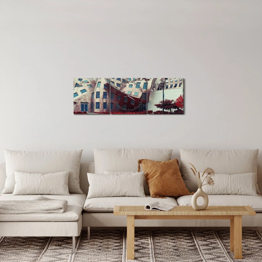 Tablou - construcție arhitectonică (cu ceas) (90x30 cm)