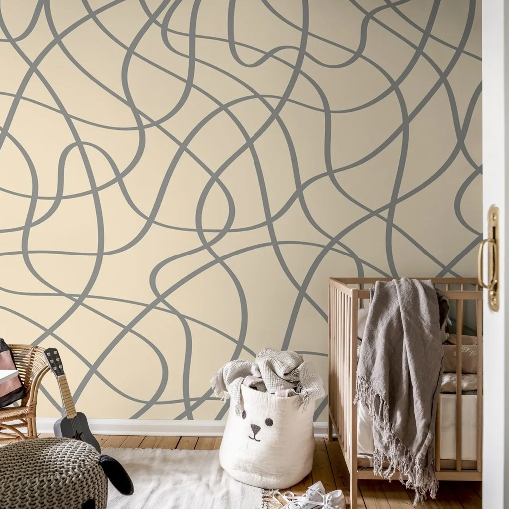 Fototapet, Doodle Lines, Beige, Rebel Walls