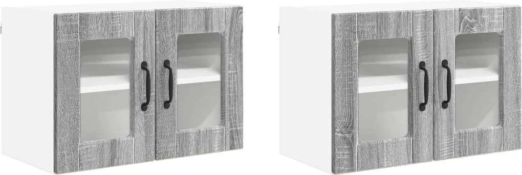 vidaXL Dulap de bucătărie cu raft 2 pcs Gri Sonoma 60 x 31 x 40 cm