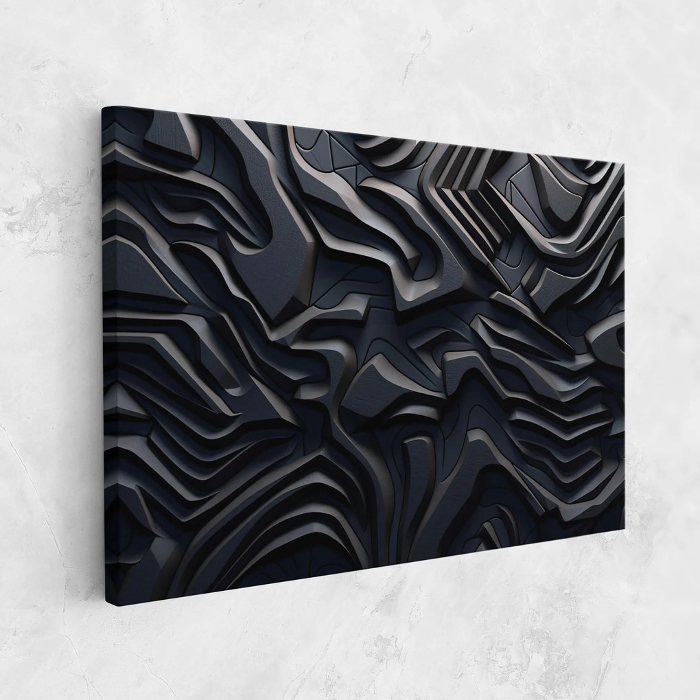 Tablou Canvas, 90x140cm, Dormitor si Living, Abstracte, Iluzii optice, Black 3d Lines