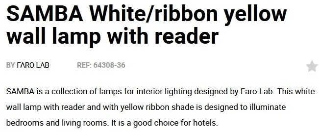 Aplica moderna design elegant SAMBA reader LED alb/galben
