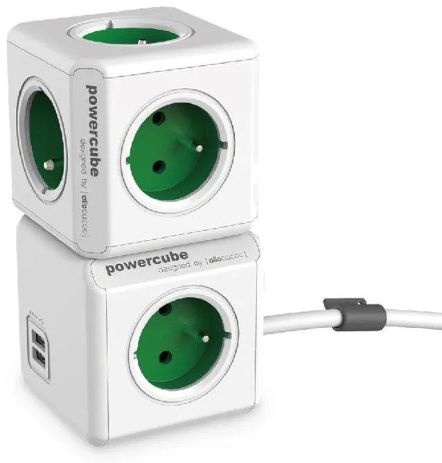 Prelungitor PowerCube Extended USB verde