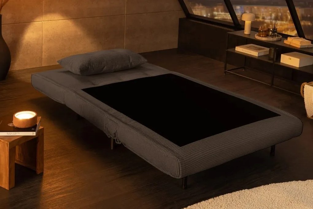 Fotoliu Pat SMART MULTIFUNCTION 100cm catifea raiata gri