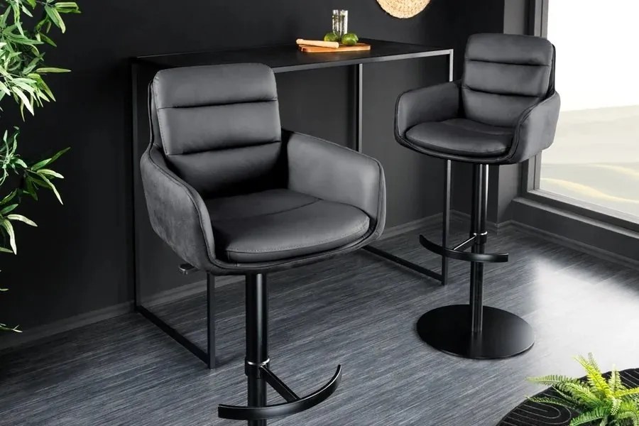 Scaun de bar pivotant Big George, microfibra/ piele antracit