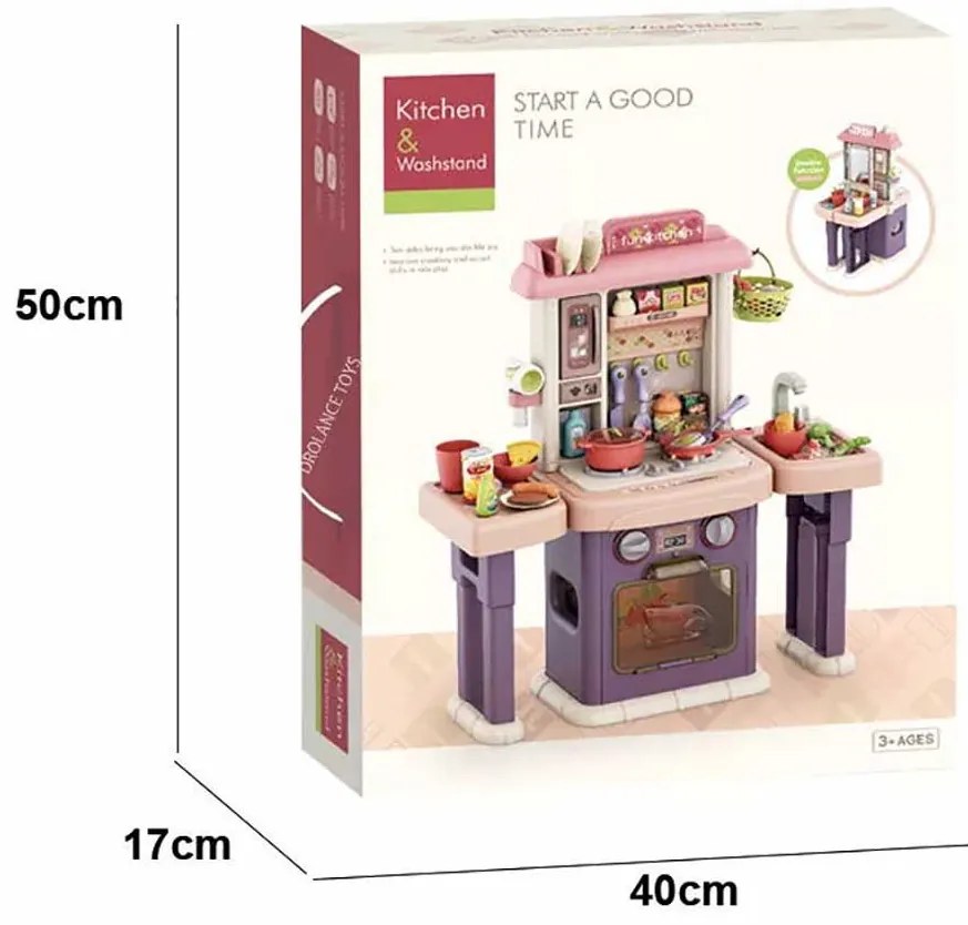 Set de bucatarie si baie de jucarie 2 in1, 43 piese