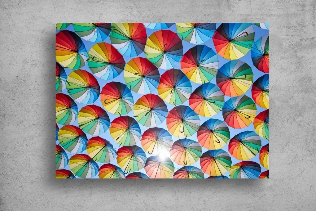 Tapet Premium Canvas - Umbrele colorate deasupra orasului