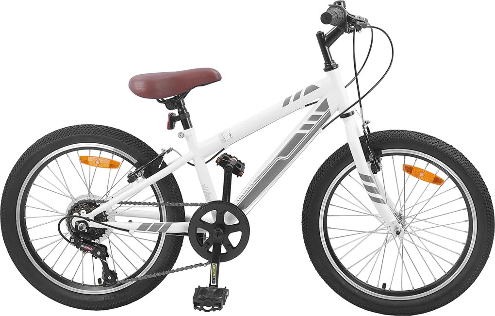 vidaXL Bicicletă Montană 20 Inci 6-Speed pentru 5-8 ani Alb