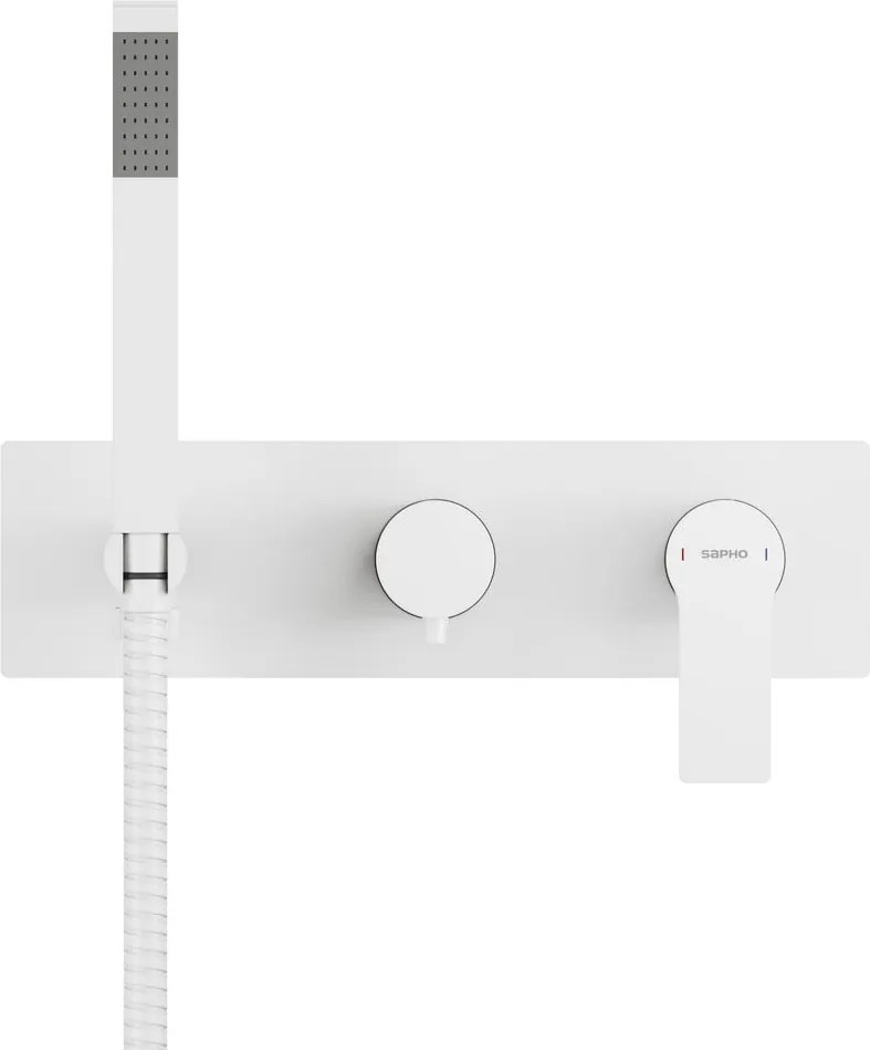 Baterie albă pentru duș încastrată (2 ieșiri) Pax – Sapho