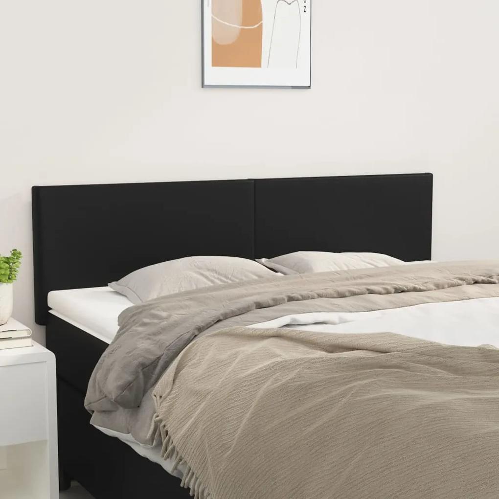 345792 vidaXL Tăblii de pat, 2 buc., negru, 72x5x78/88 cm, piele ecologică