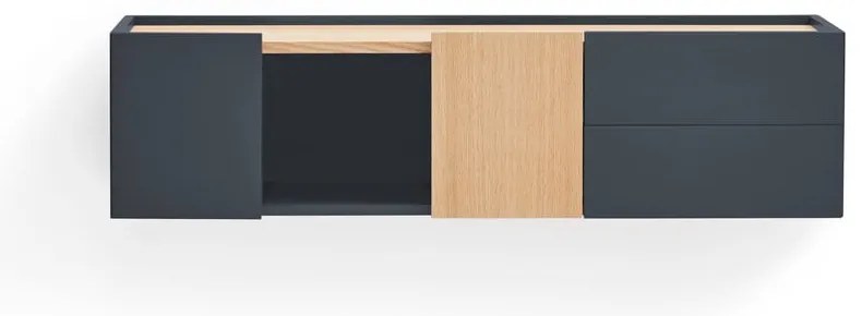 Comodă gri antracit-natural joasă cu aspect de lemn de stejar 110x23 cm Otto – Teulat