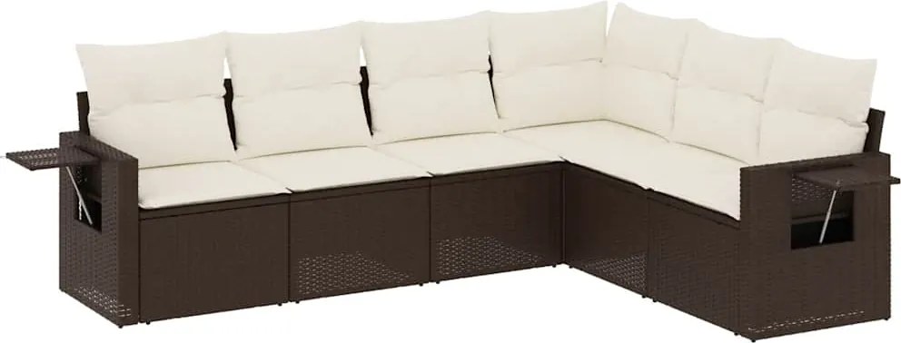vidaXL Set canapele de grădină cu perne, 6 piese, maro, poliratan