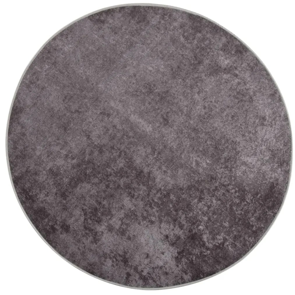 vidaXL Covor lavabil, gri, φ120 cm , antiderapant
